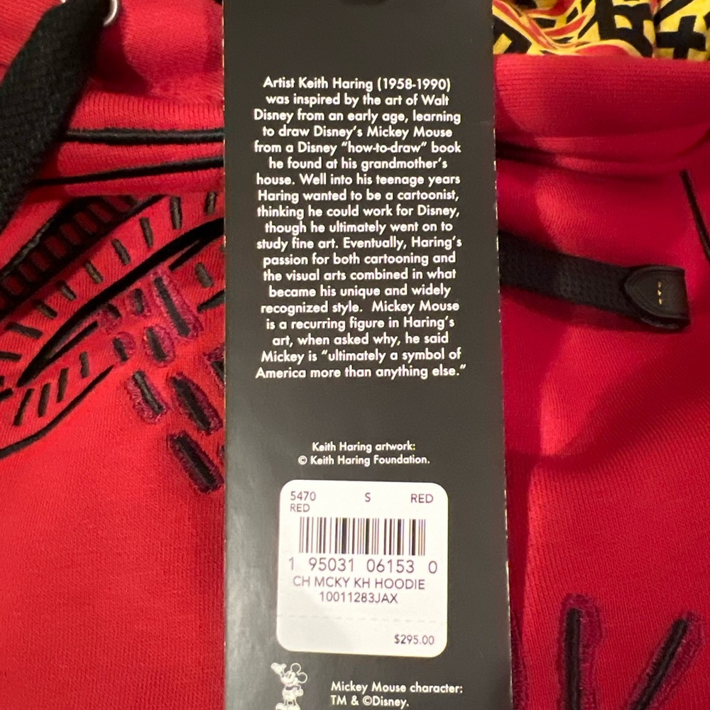 Coach x Mickey Mouse x Keith Haring UFO Disney red hoodie sweatshirt small - Picture 6 of 7